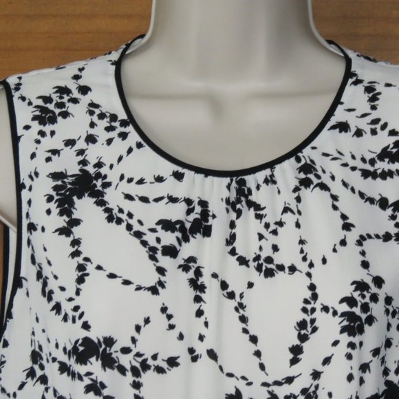 Talbots Sleeveless Black Off White Dress Godets Sheath - Picture 2 of 9